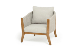 "Сидней" кресло плетеное из роупа, основание тик, каркас алюминий бежевый, роуп бежевый, ткань бежевая