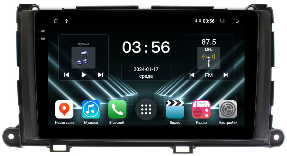 Магнитола для Toyota Sienna 3 2010-2014 - FarCar DX3006M монитор 9.5" IPS на Android 13, 4+64Гб, CarPlay