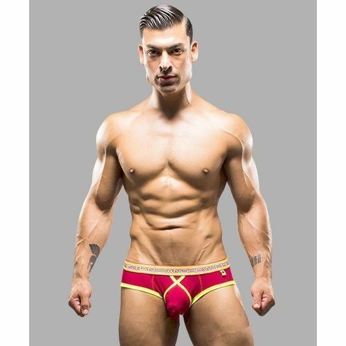 Мужские трусы брифы красные Andrew Christian Glow Elastic Push Briefs RED