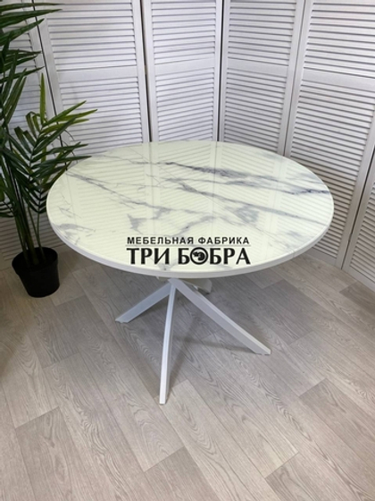 Стол круглый стеклянный "Серый мрамор 262"