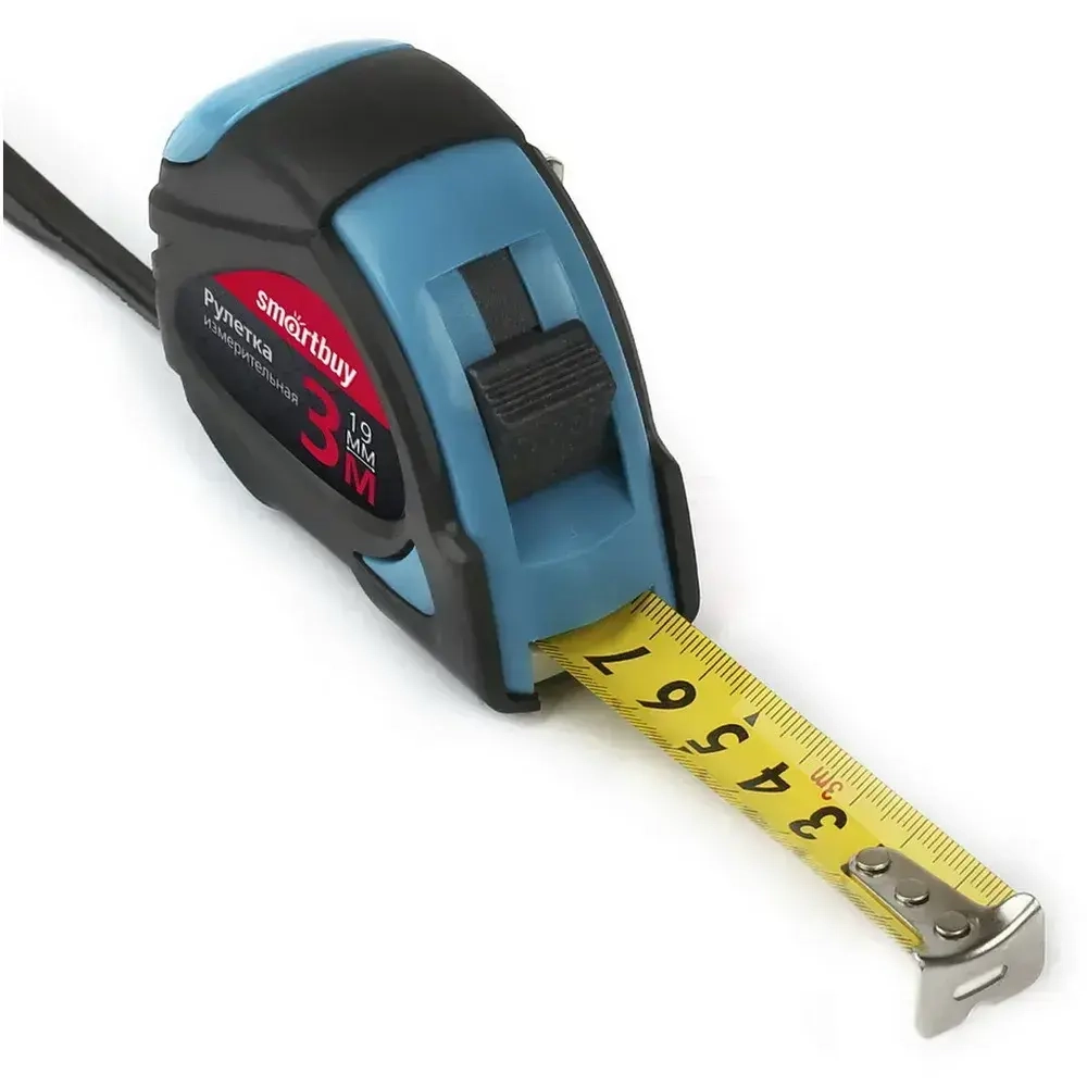 Рулетка измерительная Smartbuy Tools, 3мх19мм, прорезиненный корпус, 2 фиксатора, усиленный зацеп