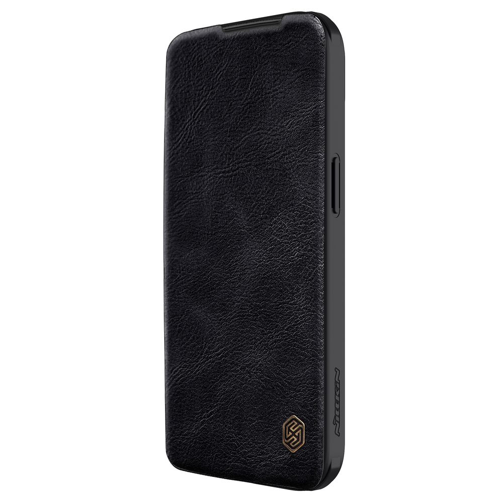 Кожаный чехол книжка от Nillkin для iPhone 15, серия Qin Pro Leather с защитной шторкой для камеры