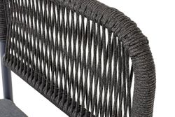 "Нуар" стул плетеный из роупа, каркас алюминий темно-серый (RAL7024) муар, роуп темно-серый круглый, ткань темно-серая 027