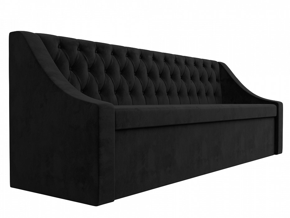 Диван кухонный прямой Мерлин, SEVEN 35 черный, Велюр, 101132
