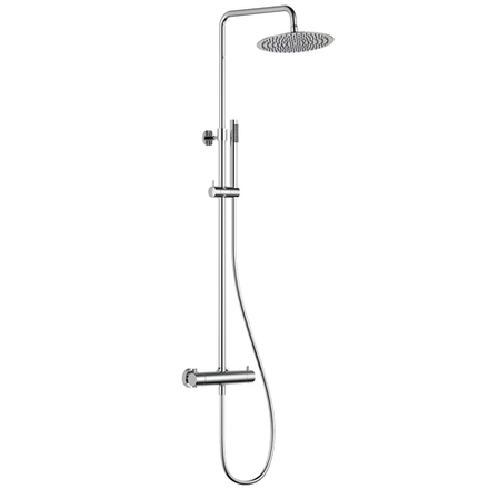 AQM 8006CR Душевая система с термостатом, Ø250, 1/1 режим, латунная лейка, верхний душ - сталь