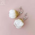 LEFIREL' Серьги серебряные женские "Эльми" с цветами из муранского стекла / ювелирные украшения из родированного серебра 925