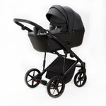 Детская универсальная коляска Adamex MOBI LUX PS-112 (2в1) Графит, Черная экокожа