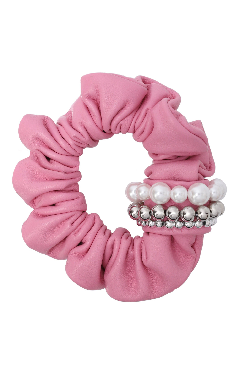 Кожаная резинка розового цвета