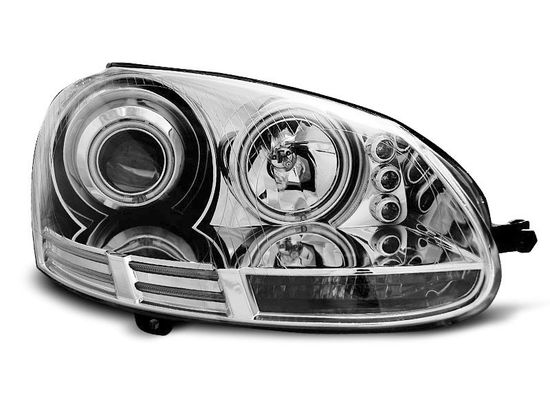 Передние фары VW Golf 5 angel eyes ccfl chrome
