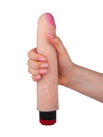 Реалистик с вибрацией и тремя точками с одной из сторон - 24,4 см. (Цвет: телесный)