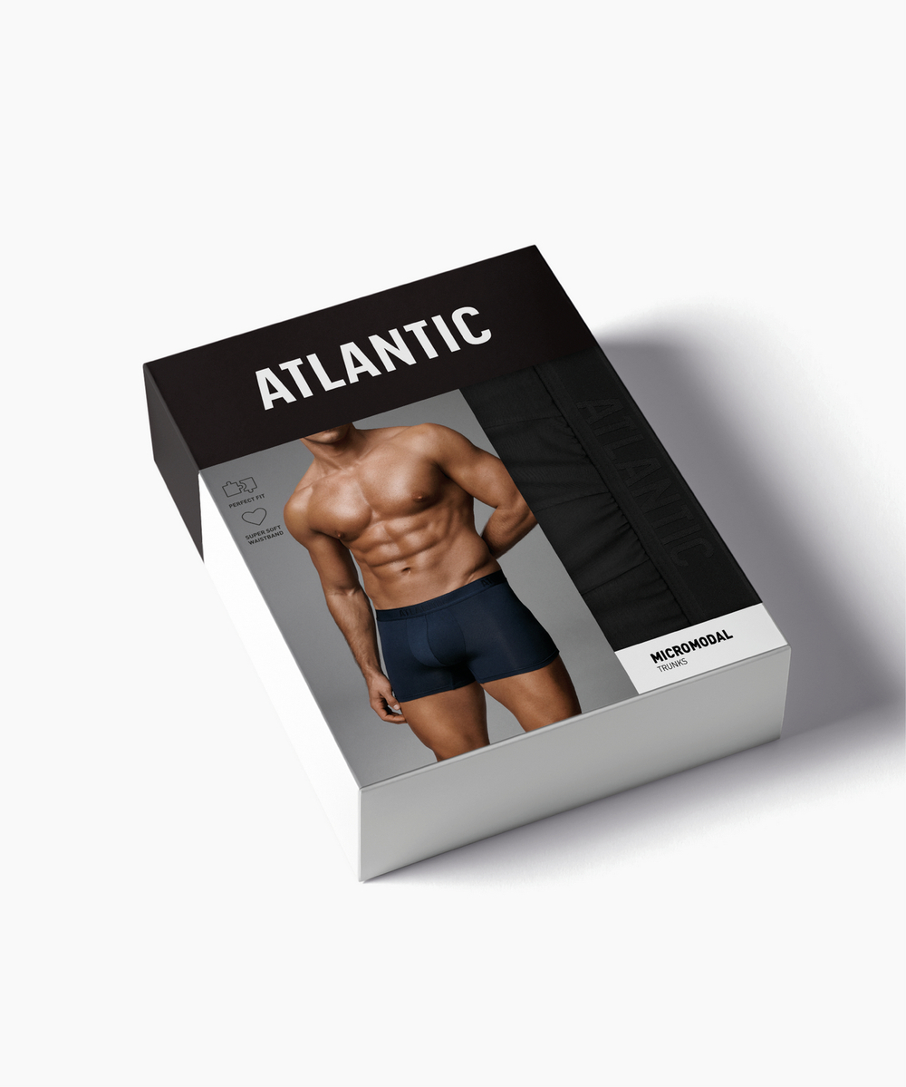 Мужские трусы шорты Atlantic, 1 шт. в уп., микромодал, черные, MH-1204