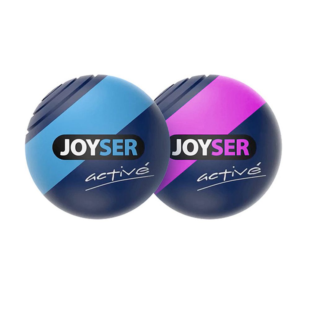 Игрушка для собак JOYSER Active Два резиновых мяча с пищалкой M голубой, розовый, 6,3 см