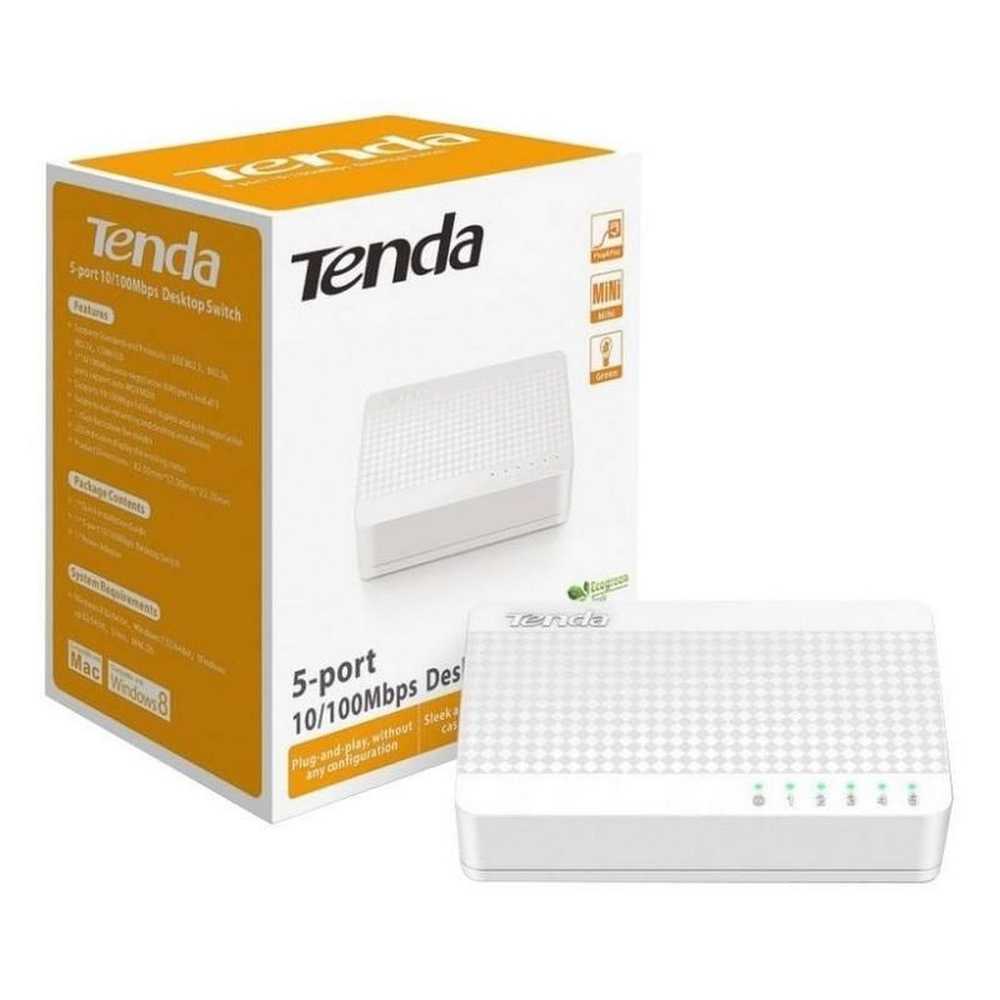 Коммутатор 5 портовый Tenda S105 LAN Internet