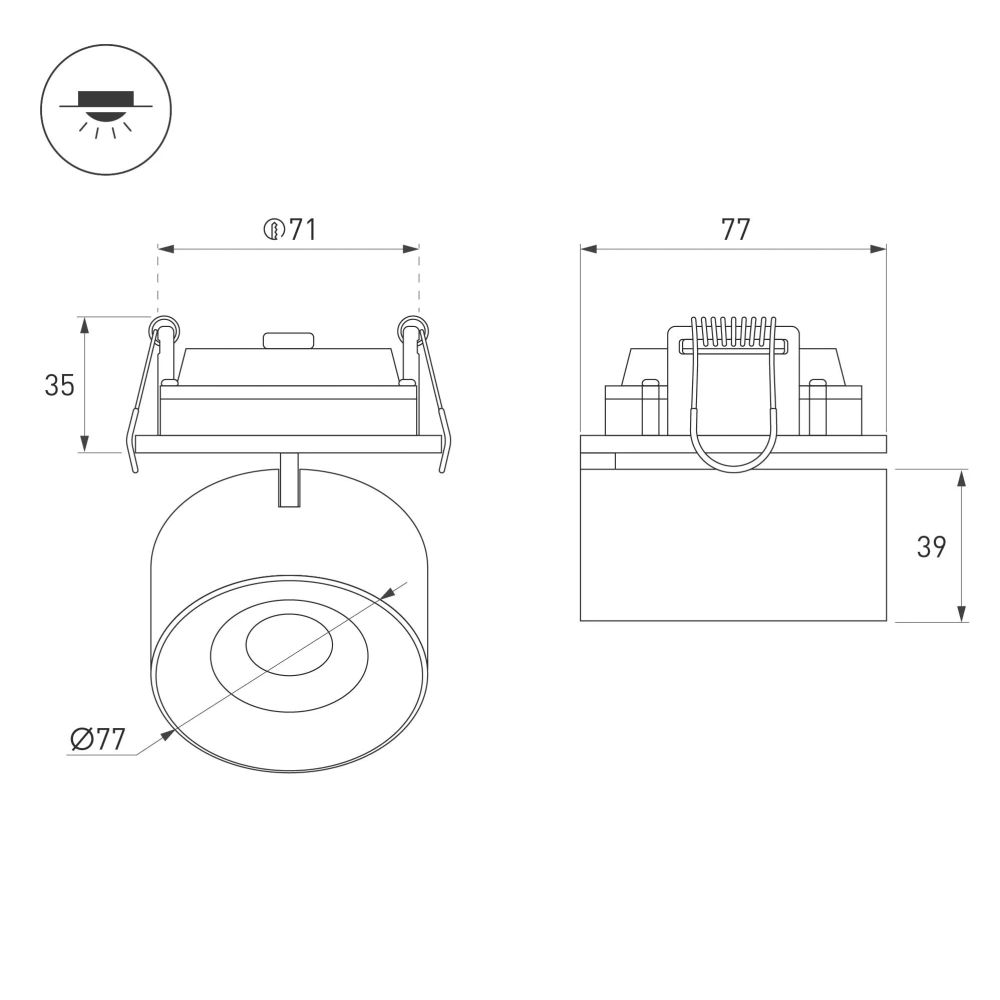 Светильник SP-PLURIO-BUILT-R77-9W Warm3000 (BK-CHR, 36 deg, 230V) (Arlight, IP20 Металл, 3 года) 037999