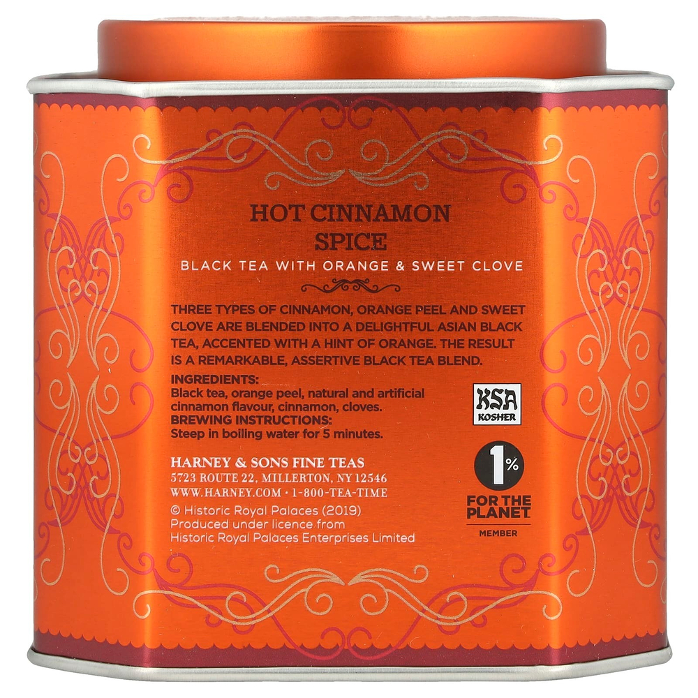 Harney & Sons, черный пряный чай с корицей, апельсином и сладкой гвоздикой, 30 пакетиков, 75 г (2,67 унции)