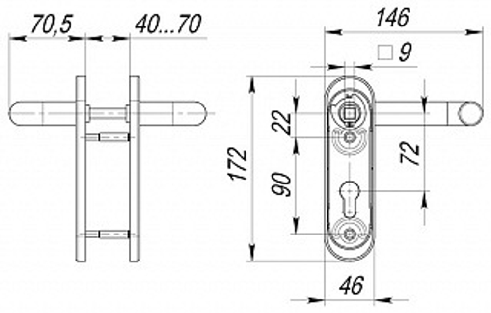 Комплект противопожарных ручек Fuaro DH-0433 /GG NE нейлон СЕРАЯ подпруж.