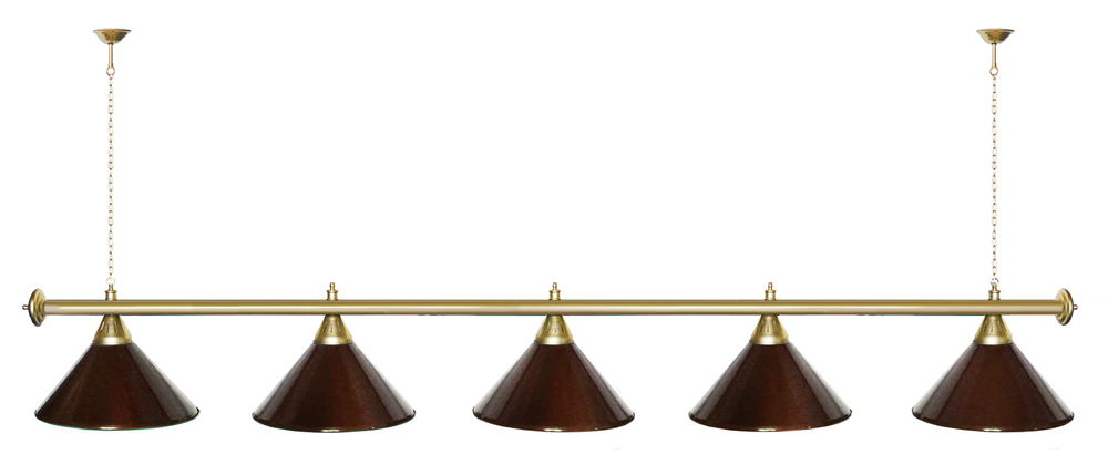 Лампа STARTBILLIARDS 5 пл. (плафоны зеленые,штанга зеленая,фурнитура золото)