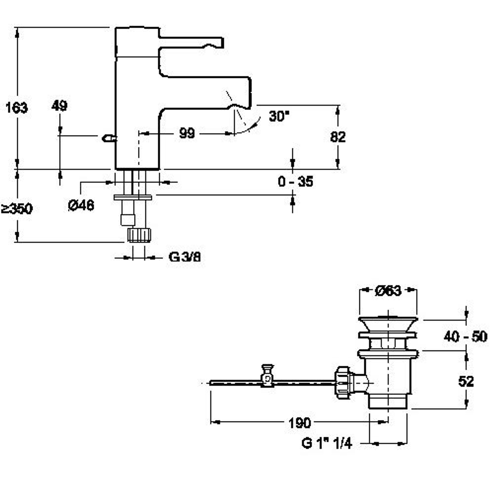 Смеситель для раковины Jacob Delafon Cuff E37041-CP схеам