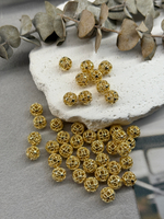 Бусина ажурная (полая) 8 мм, 10 штук позолота 14k