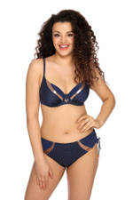 Купальный лиф со вставками из ткани с медным отливом (Размер: 95C) (Цвет: темно-синий)