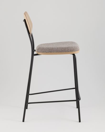 Стул полубарный Casey серо-коричневый с бежевой экокожей