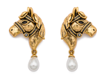 Серьги "Horse" 35мм, с жемчугом и стразами