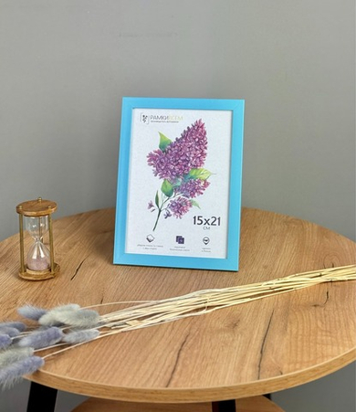 Фоторамка 15х21 см голубая, без фактуры, арт. 1521.746767