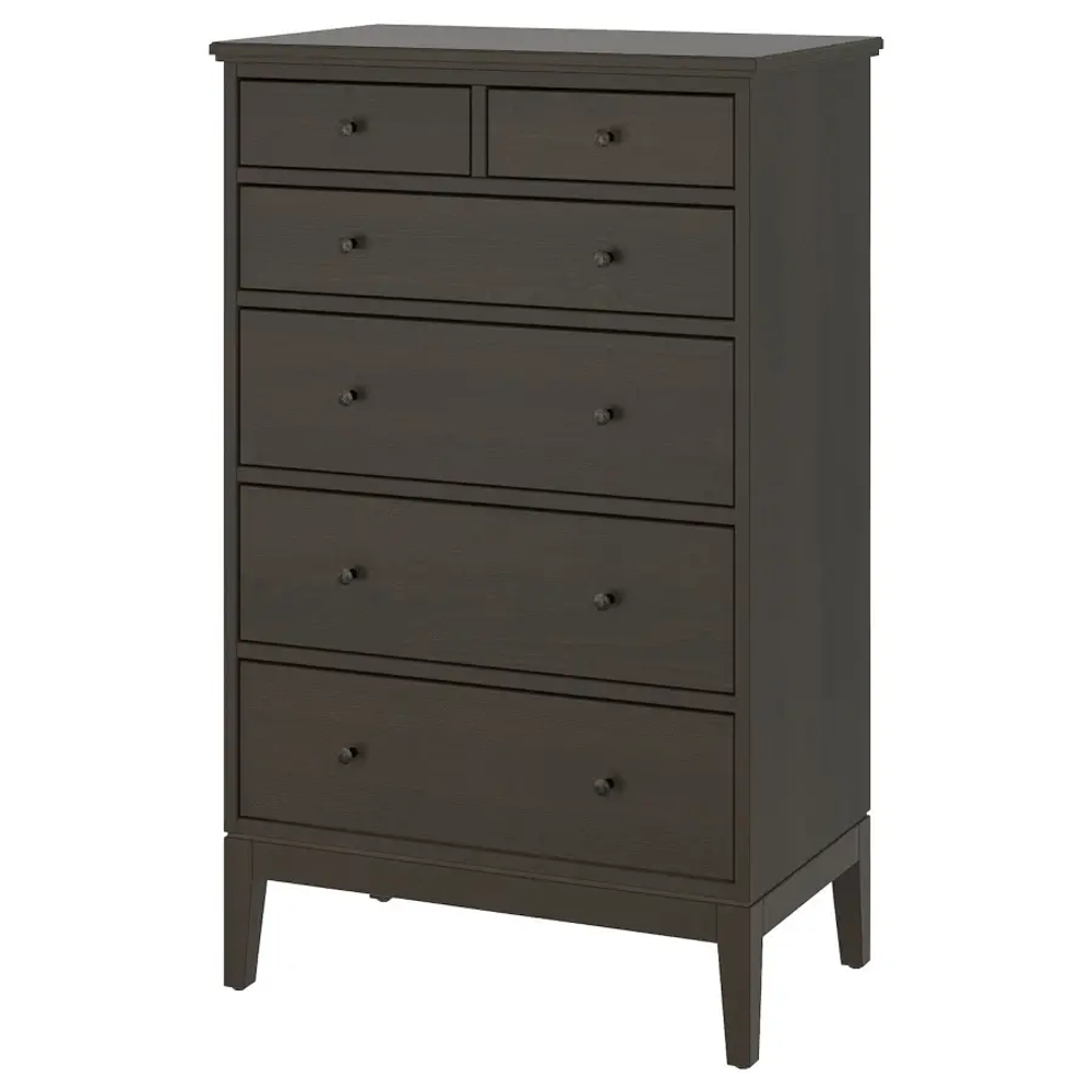 Комод с 6 ящиками - IKEA IDANAS/IDANÄS, 50x84х135 см, черный ИДАНЭС ИКЕА