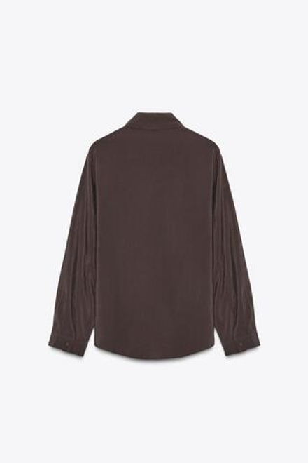 ZARA РУБАШКА СТРУЯЩЕГОСЯ КРОЯ ИЗ МЯГКОЙ ТКАНИ, КОРИЧНЕВЫЙ