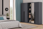 Распашной четырехсекционный шкаф Лорена Пакс-2.2 со стеллажом Серый Графит 162 PE 200*50*210 см, Серый   Фиеста