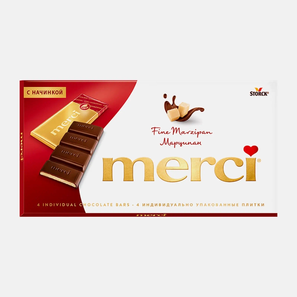 Шоколад Merci темный с марципаном 112г
