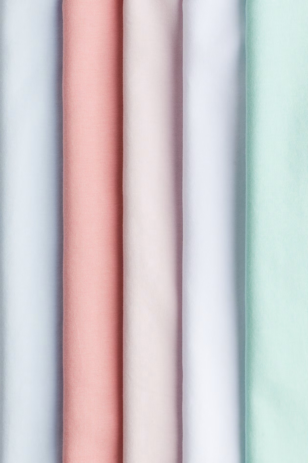 H&M Набор из 5 хлопковых футболок, розовый/светло-голубой