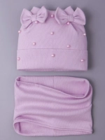 Шапка для девочки на осень с бусинами и снуд