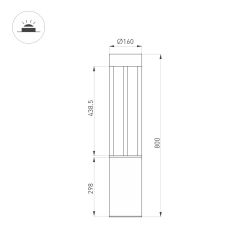 Светильник LGD-CASTELLO-BOLL-H800-20W Warm3500-MIX (GR, 80 deg, 230V) (Arlight, IP65 Металл, 5 лет) 045537
