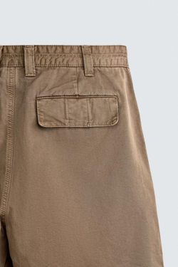 ZARA ШОРТЫ С ЭФФЕКТОМ ВИНТАЖНОЙ ПОТЕРТОСТИ, СВЕТЛО-КОРИЧНЕВЫЙ