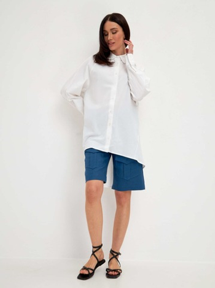 Женские шорты-карго изо льна синие