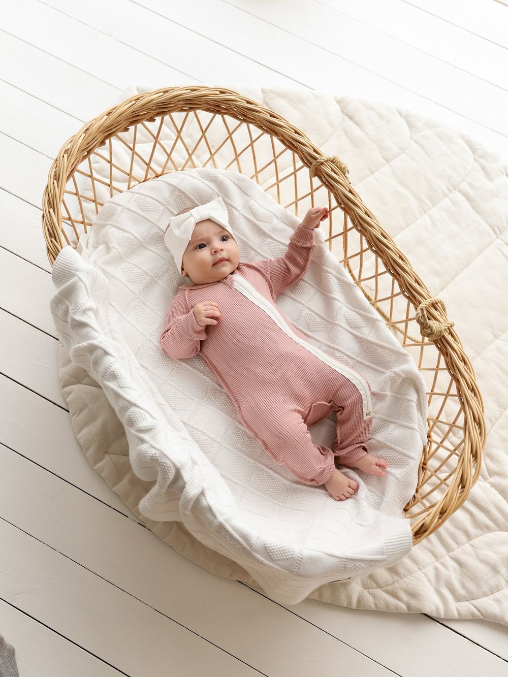 Пижама-слип из вафельной ткани "Пудра" 0+