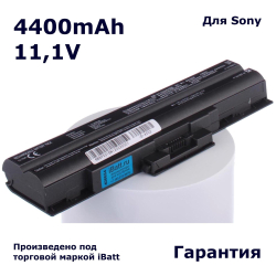 Аккумулятор iBatt 4400mAh, для VPC-F13S1R VPC-S11V9R VGN-NW2SRF VPC-CW1E1R VPC-F22S1R VPC-F23S1R VPC-F23X1R