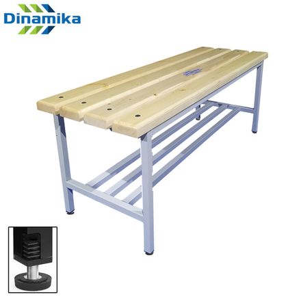 Скамейка для раздевалки 1500 мм сиденье из дерева с РО с полкой для обуви