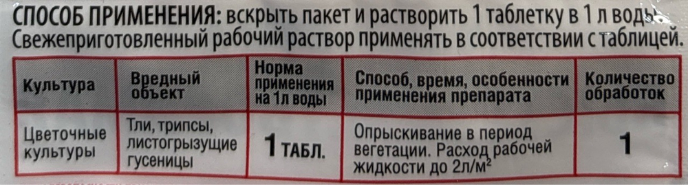 Инта-вир Таблетка от комплекса вредителей на комнатных 1 г х 8 шт
