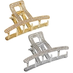 Заколка-краб для волос «AKS - DesignPRO», стразы, классика, цвет золото и хром, 5.8*3,2см