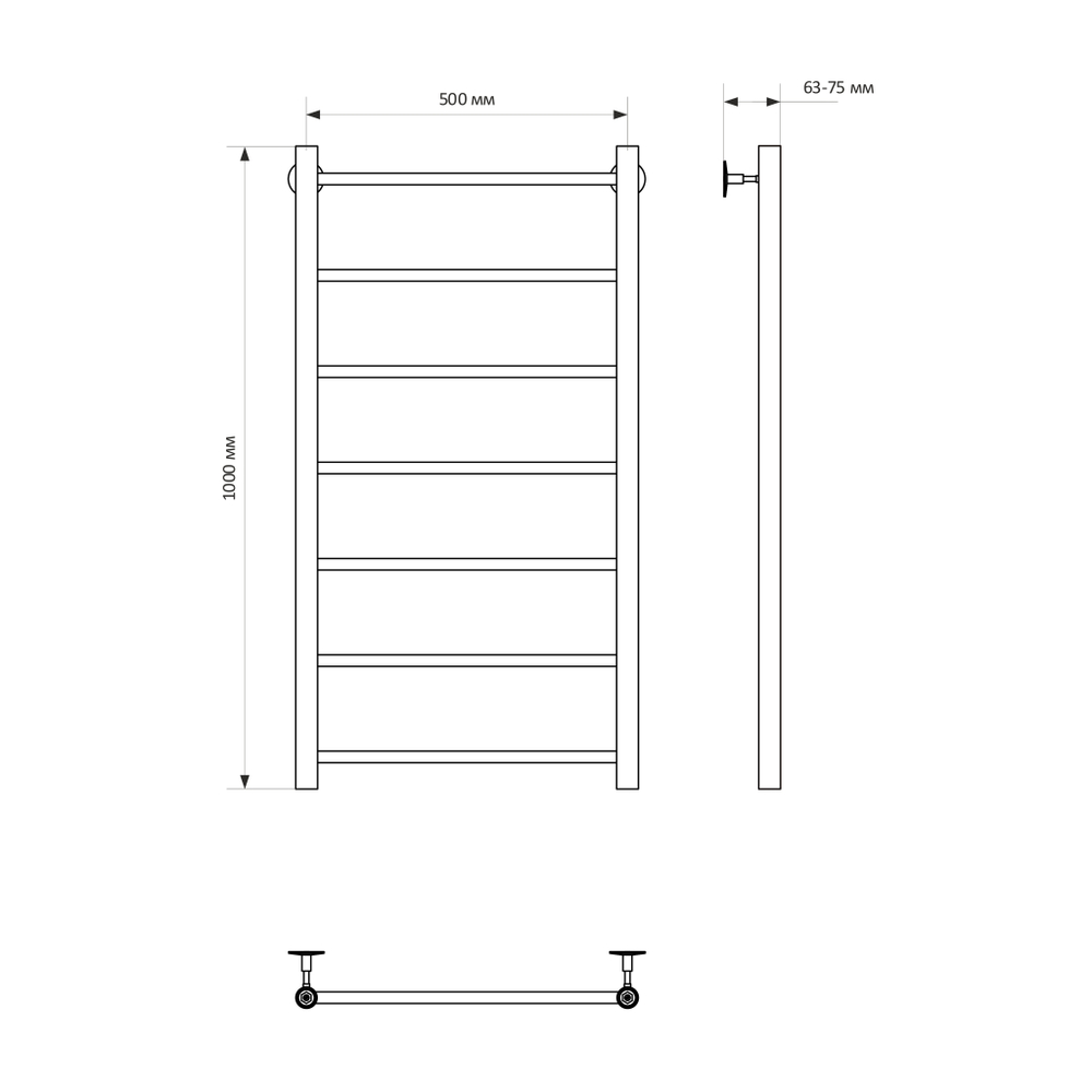 Полотенцесушитель MIXLINE VEGA 100х50 (1/2'' ВР, 7 перекладин) водяной