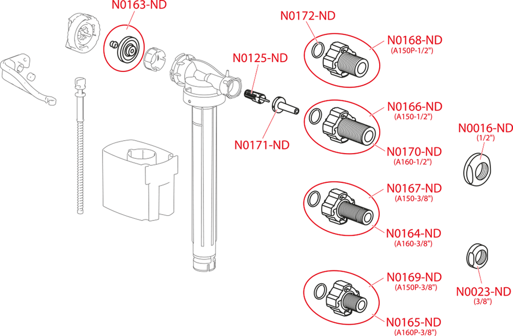 Впускной механизм боковая подводка Alcaplast 3/8" А150 А-150-3/8"