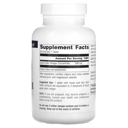 Source Naturals, яблочный уксус, 500 мг, 180 таблеток