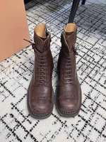 Женские сапоги ботинки Miu Miu в коричневом цвете