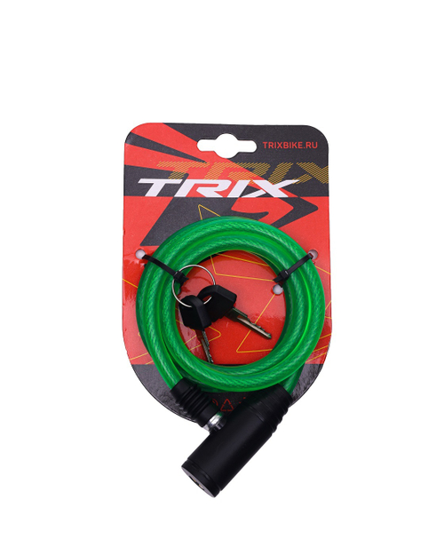 Замок велосипедный TRIX, с ключами, зеленый