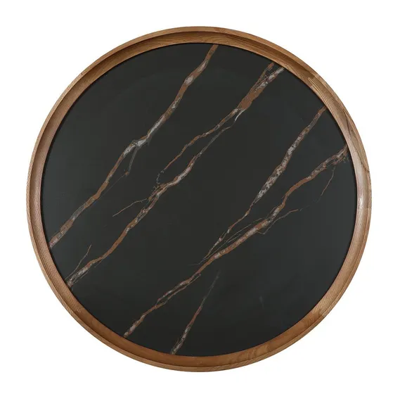 Журнальный столик Vario Ø60х52 см, черная керамика, орех