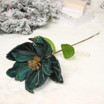 Украшение новогоднее «Пуансеттия - Мерцание» 26 см, Изумруд/Золото