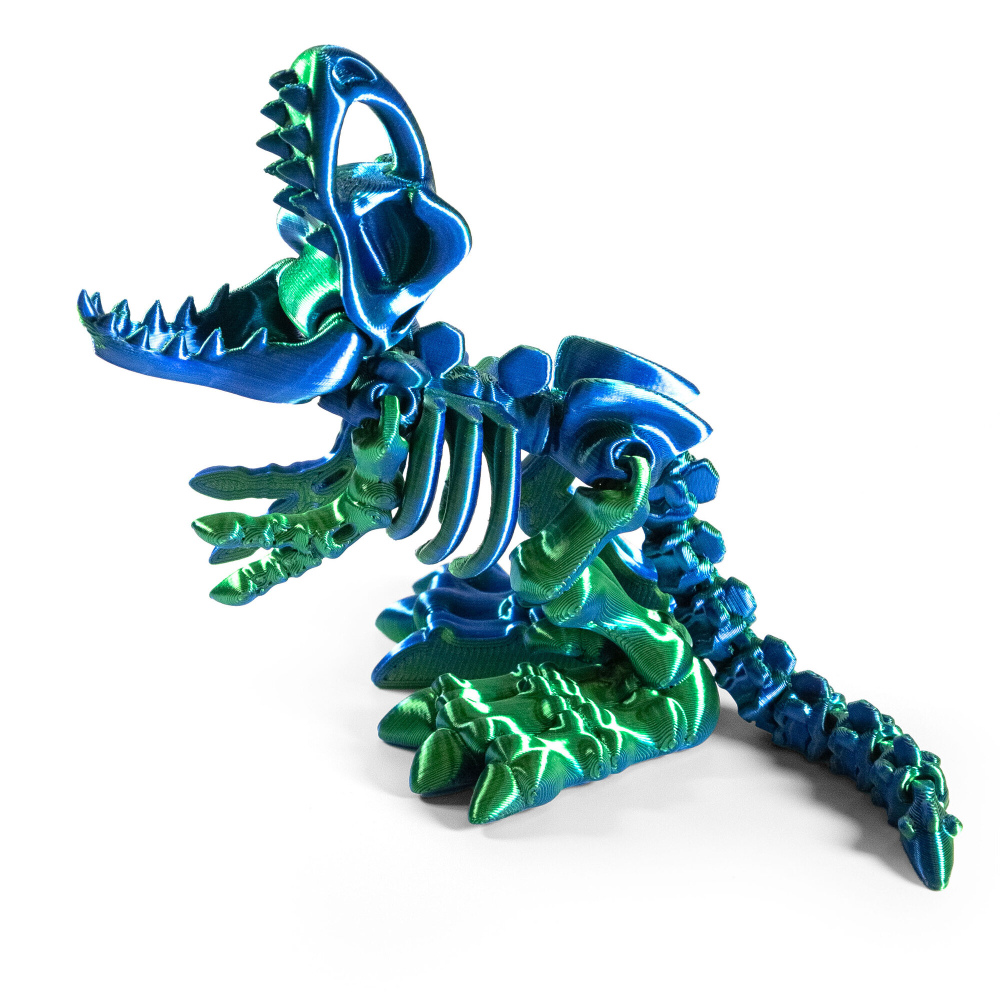 Динозавр-скелет Ти-Рекс (T-rex Dino) с косточкой, гибкая фигурка, сине-зеленый