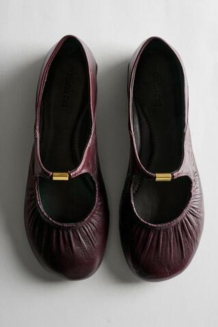 Massimo Dutti Балетки из мягкой кожи, бургунди